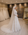 NIL-218 | Hijab Wedding Dress – Pearl Lace Modest Bridal Gown