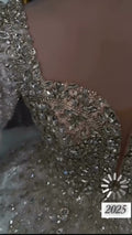 NIL 303 Silver Ball Gown Crystal Beaded Glitter Tulle Wedding Dress - Image 1