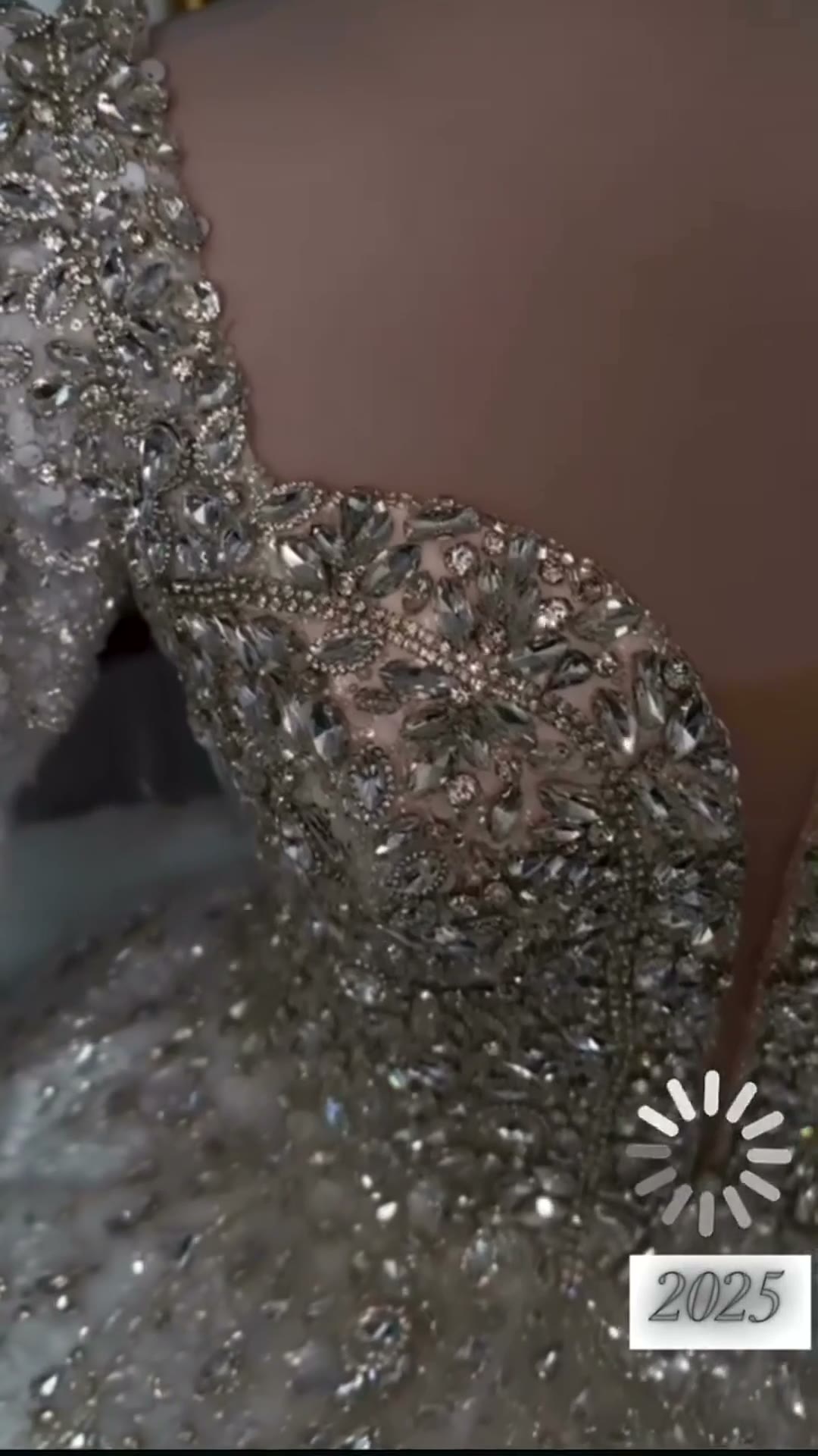 NIL 303 Silver Ball Gown Crystal Beaded Glitter Tulle Wedding Dress - Image 3