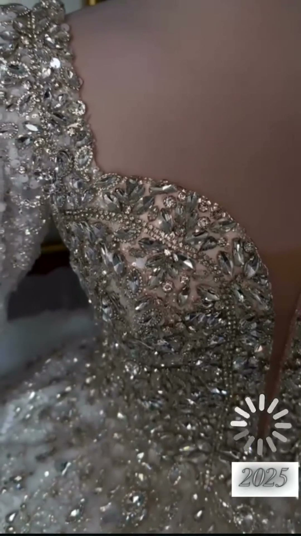 NIL 303 Silver Ball Gown Crystal Beaded Glitter Tulle Wedding Dress - Image 4