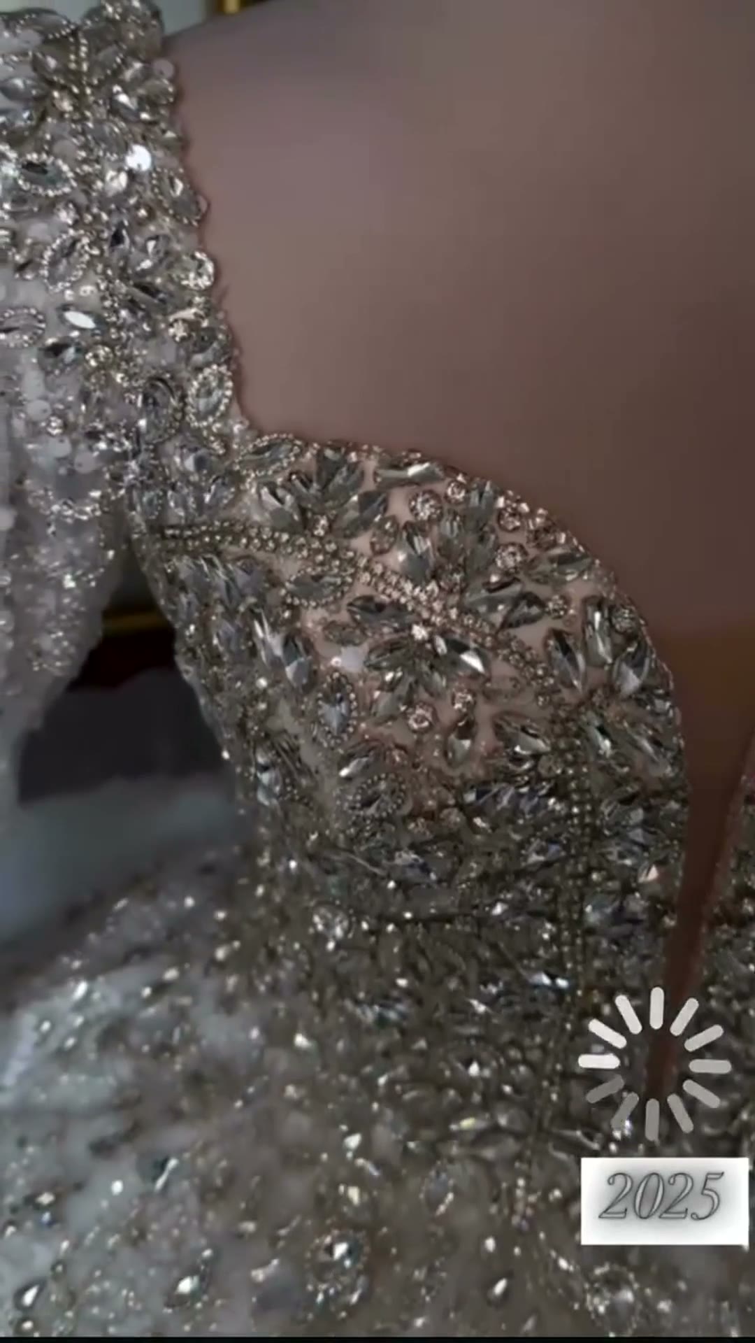 NIL 303 Silver Ball Gown Crystal Beaded Glitter Tulle Wedding Dress - Image 4