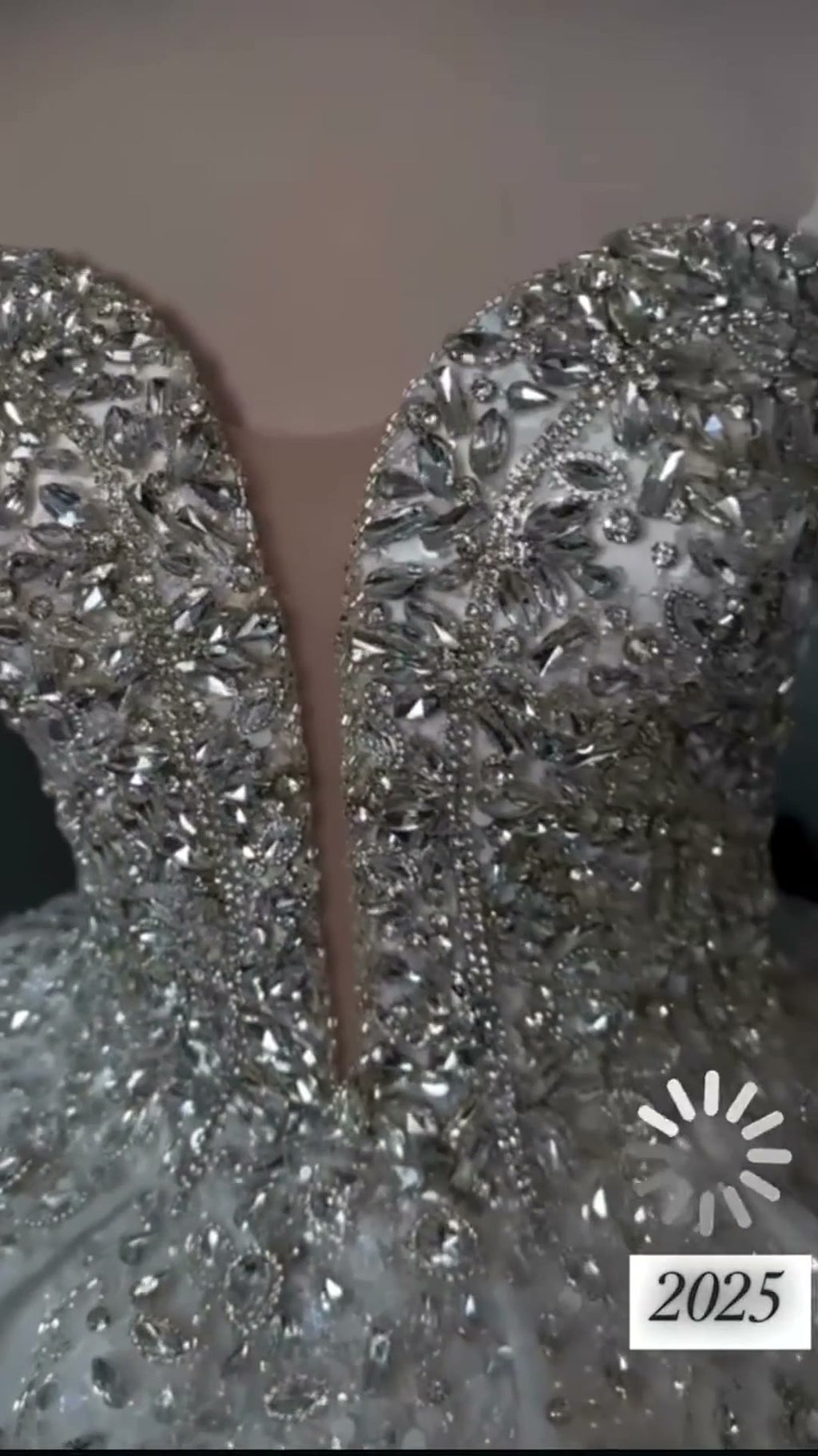 NIL 303 Silver Ball Gown Crystal Beaded Glitter Tulle Wedding Dress - Image 5
