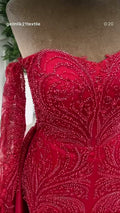 NIL 304 Red Ball Gown Beaded Tulle Engagement Dress - Image 1