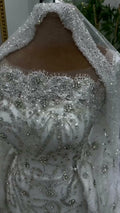 NIL 308 Ivory Ball Gown Pearl Beaded Lace Tulle Wedding Dress - Image 1
