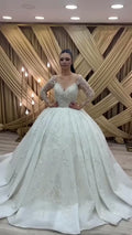 NIL 310 Ivory Ball Gown Lace Applique Tulle Wedding Dress - Image 1