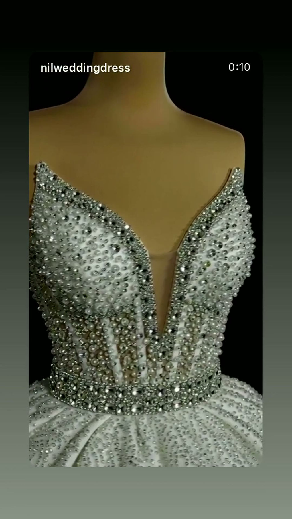 NIL 312 Ivory Ball Gown Crystal Beaded Tulle Wedding Dress - Image 3