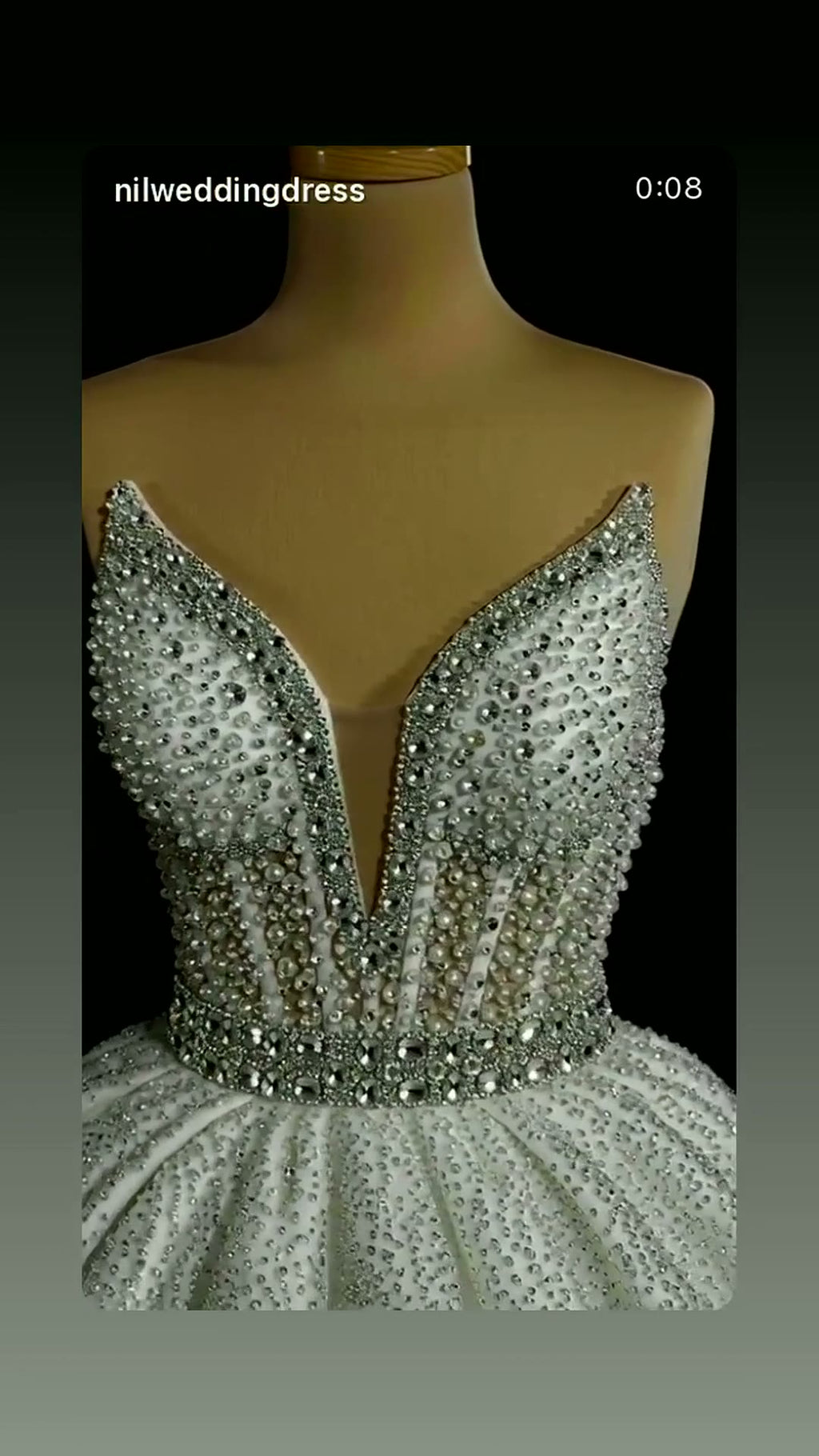 NIL 312 Ivory Ball Gown Crystal Beaded Tulle Wedding Dress - Image 6