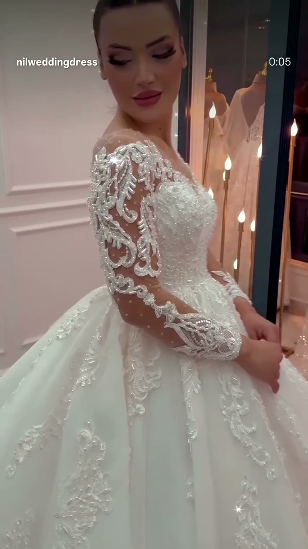 NIL 316 Ivory Ball Gown French Lace Tulle Wedding Dress - Image 2