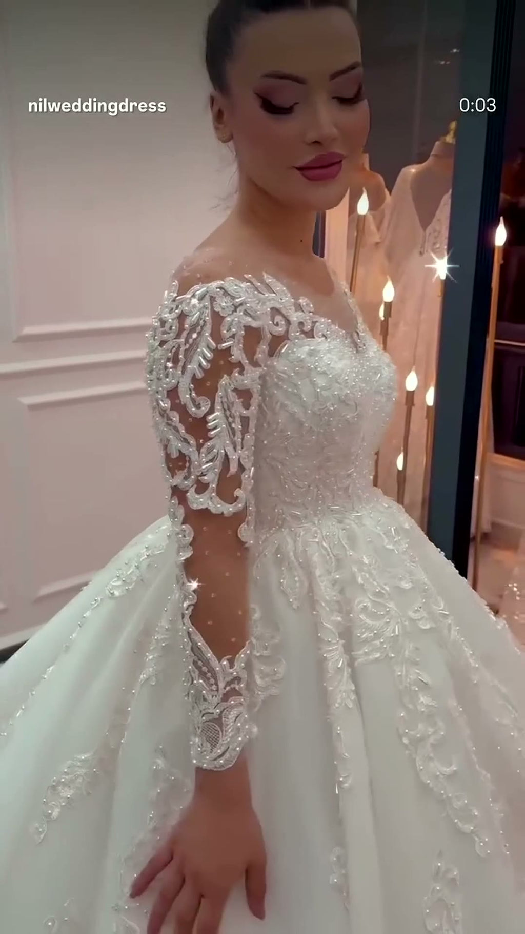 NIL 316 Ivory Ball Gown French Lace Tulle Wedding Dress - Image 4