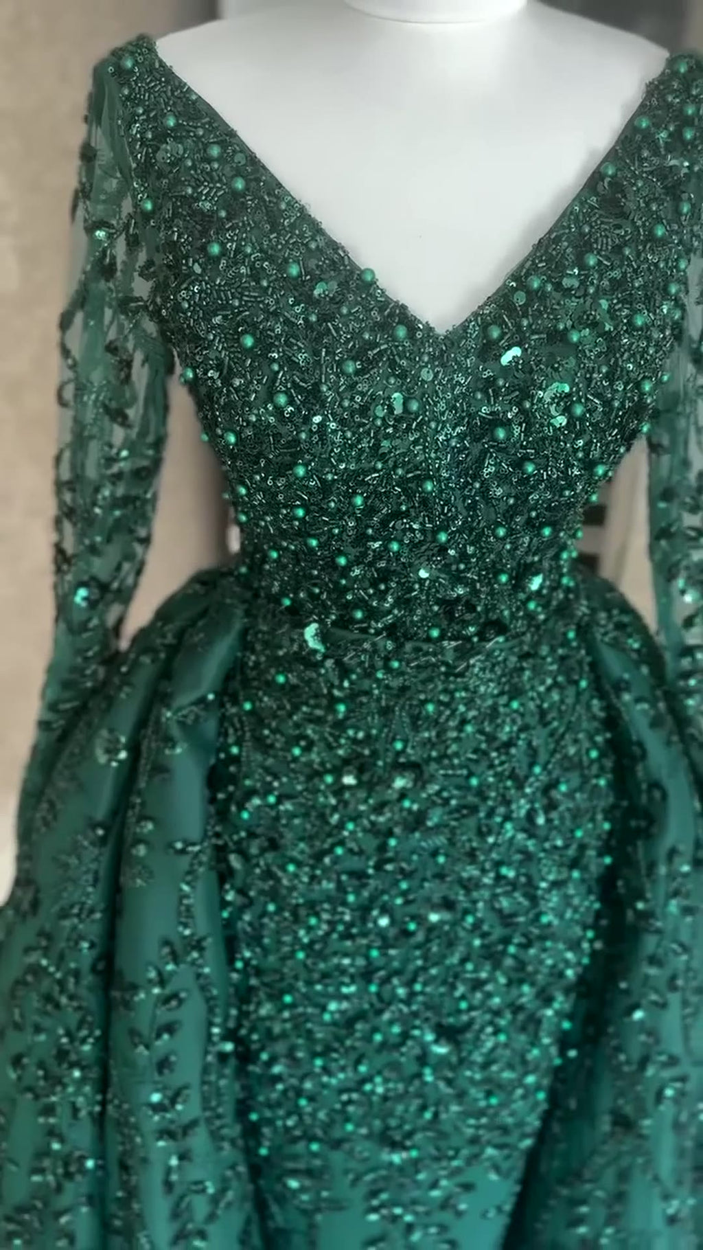 NIL 319 Emerald A-Line Sequin Beaded Tulle Engagement Dress - Image 1