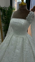 NIL 325 Ivory Ball Gown Crystal Beaded Glitter Tulle Wedding Dress - Image 3