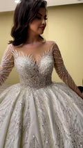 NIL 326 Ivory Ball Gown Crystal Beaded Tulle Wedding Dress - Image 1