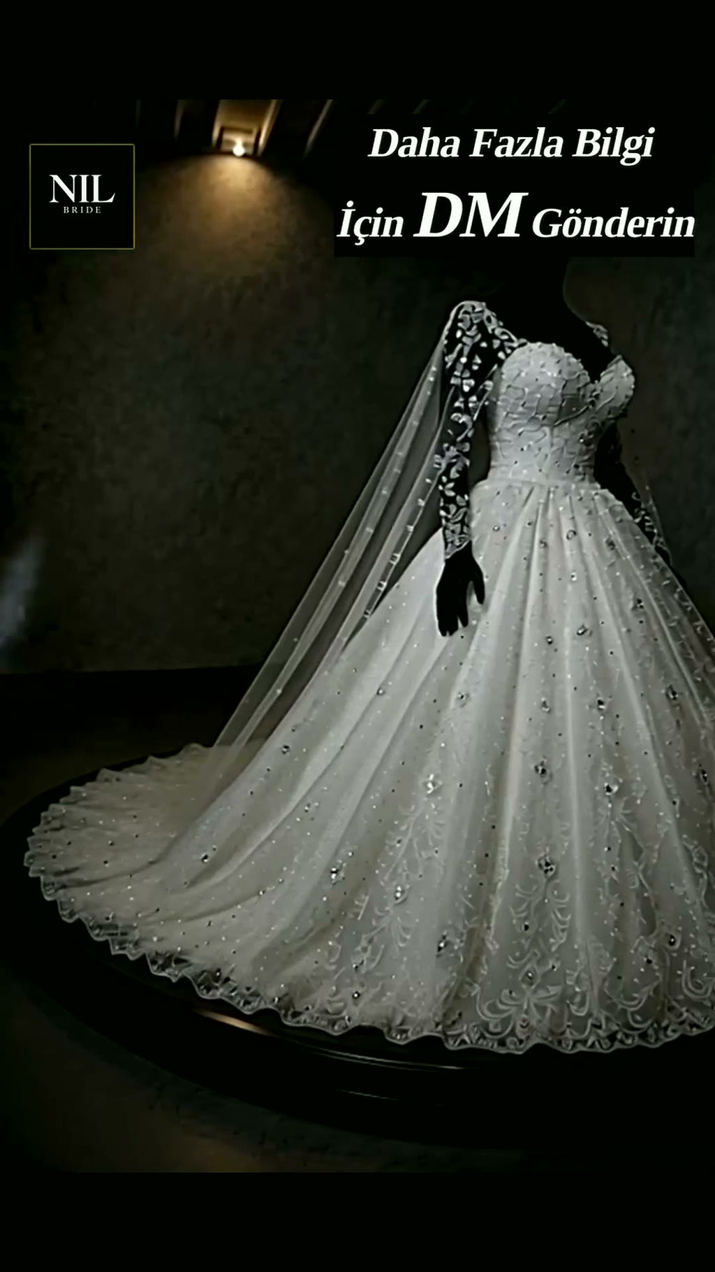 NIL 327 Ivory Ball Gown Crystal Beaded Lace Tulle Wedding Dress - Image 5
