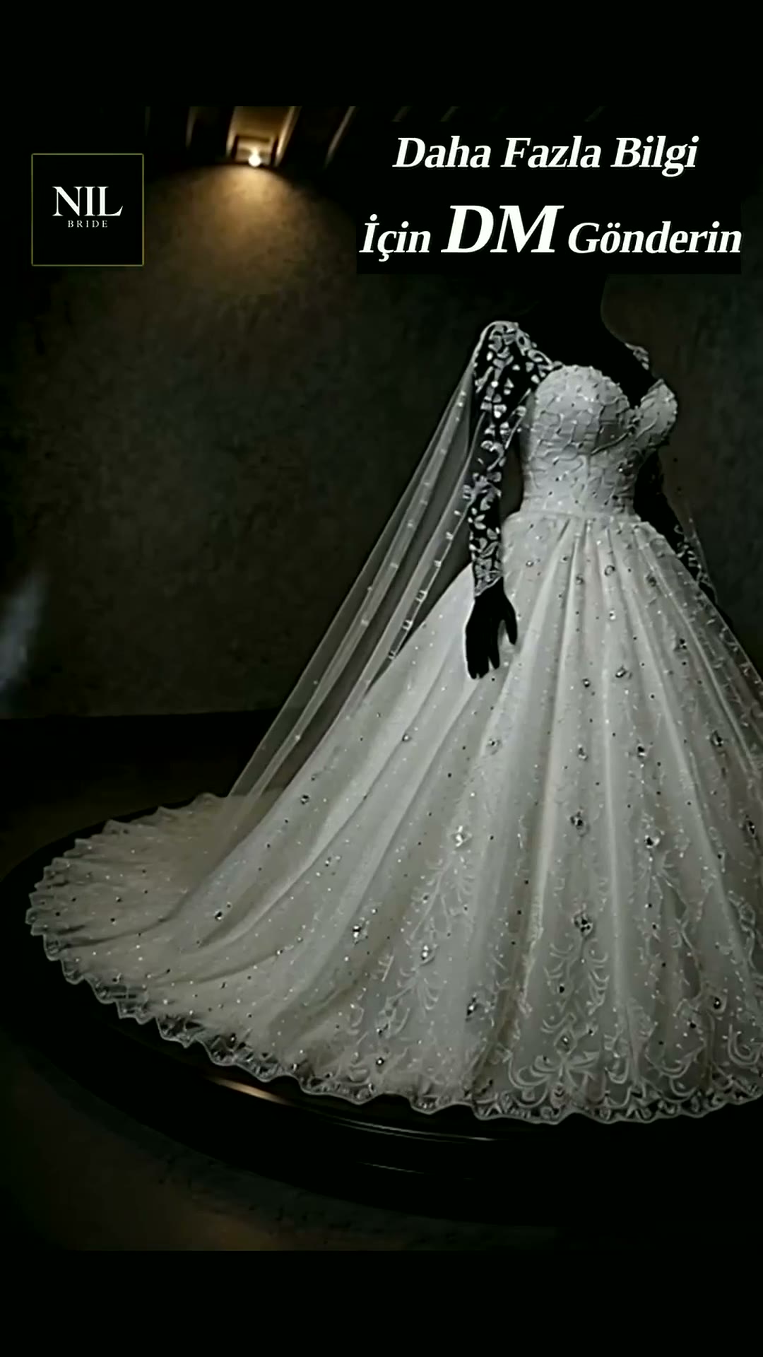 NIL 327 Ivory Ball Gown Crystal Beaded Lace Tulle Wedding Dress - Image 5