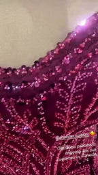 NIL 336 Fuchsia Ball Gown Beaded Tulle Engagement Dress - Image 1