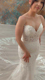 NIL 337 Ivory Mermaid Lace Applique Tulle Wedding Dress - Image 3