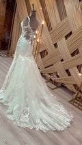 NIL 338 Ivory Mermaid French Lace Tulle Wedding Dress - Image 1