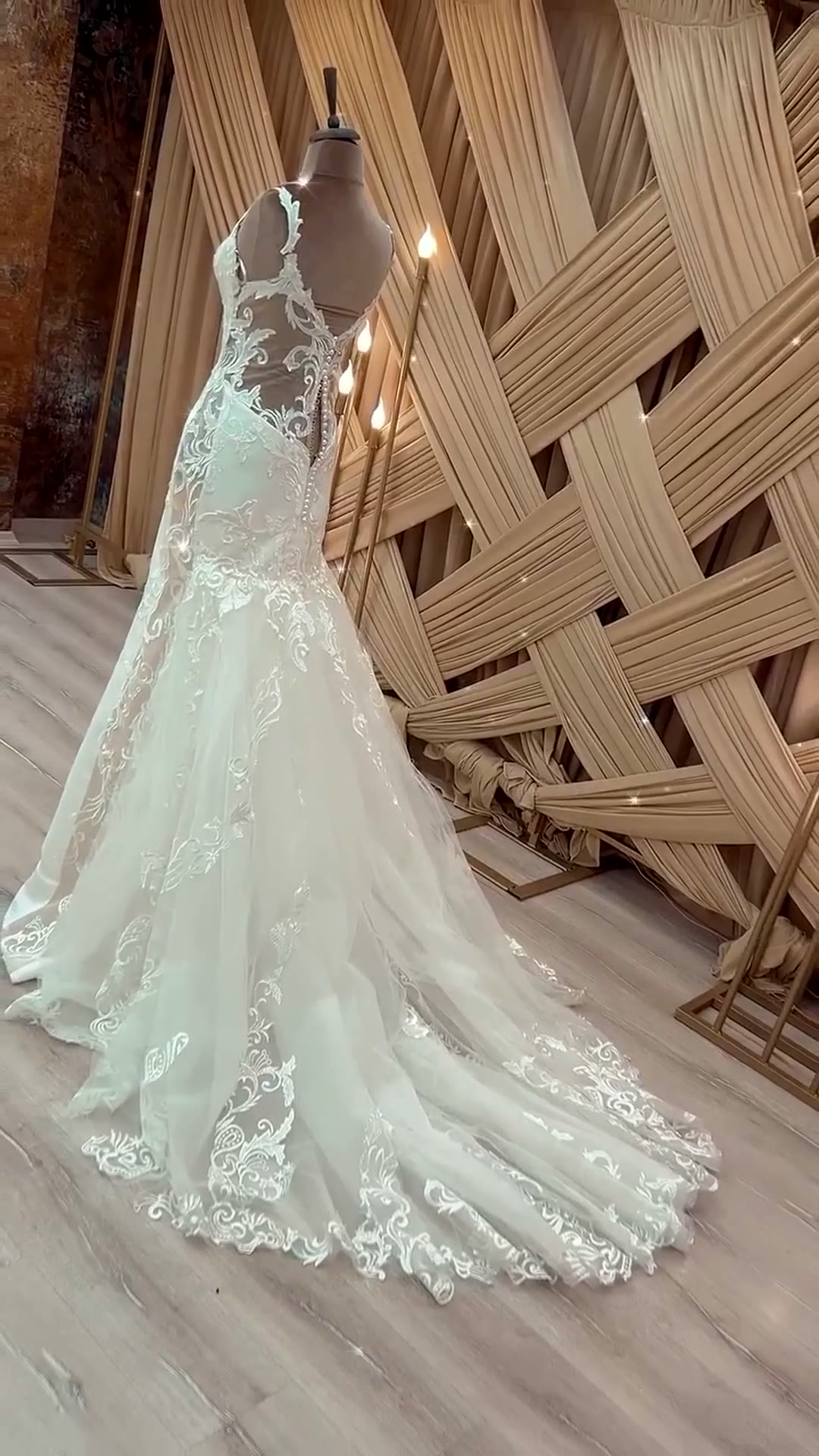 NIL 340 Ivory Mermaid French Lace Tulle Wedding Dress - Image 2