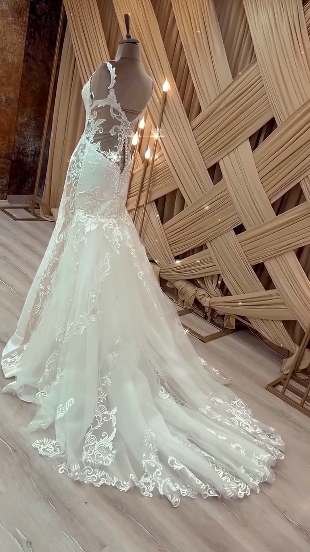 NIL 340 Ivory Mermaid French Lace Tulle Wedding Dress - Image 3