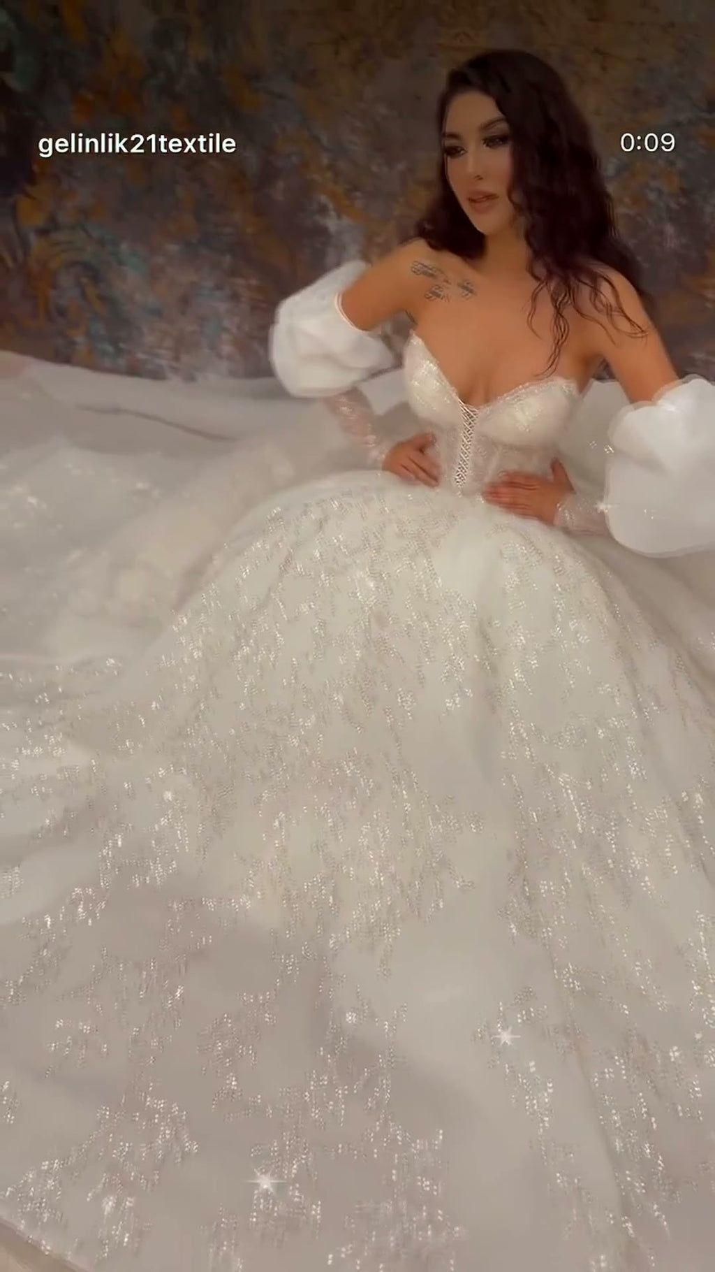 NIL 348 Ivory Ball Gown Bow Beaded Tulle Wedding Dress - Image 3