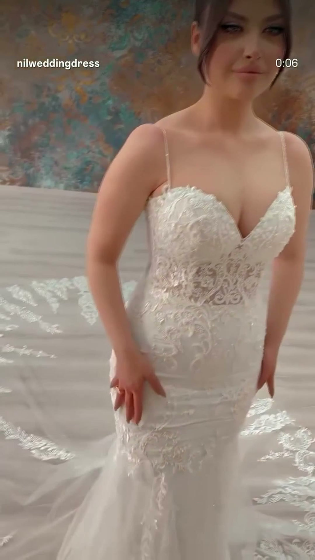 NIL 349 Ivory Mermaid Lace Applique Tulle Wedding Dress - Image 2