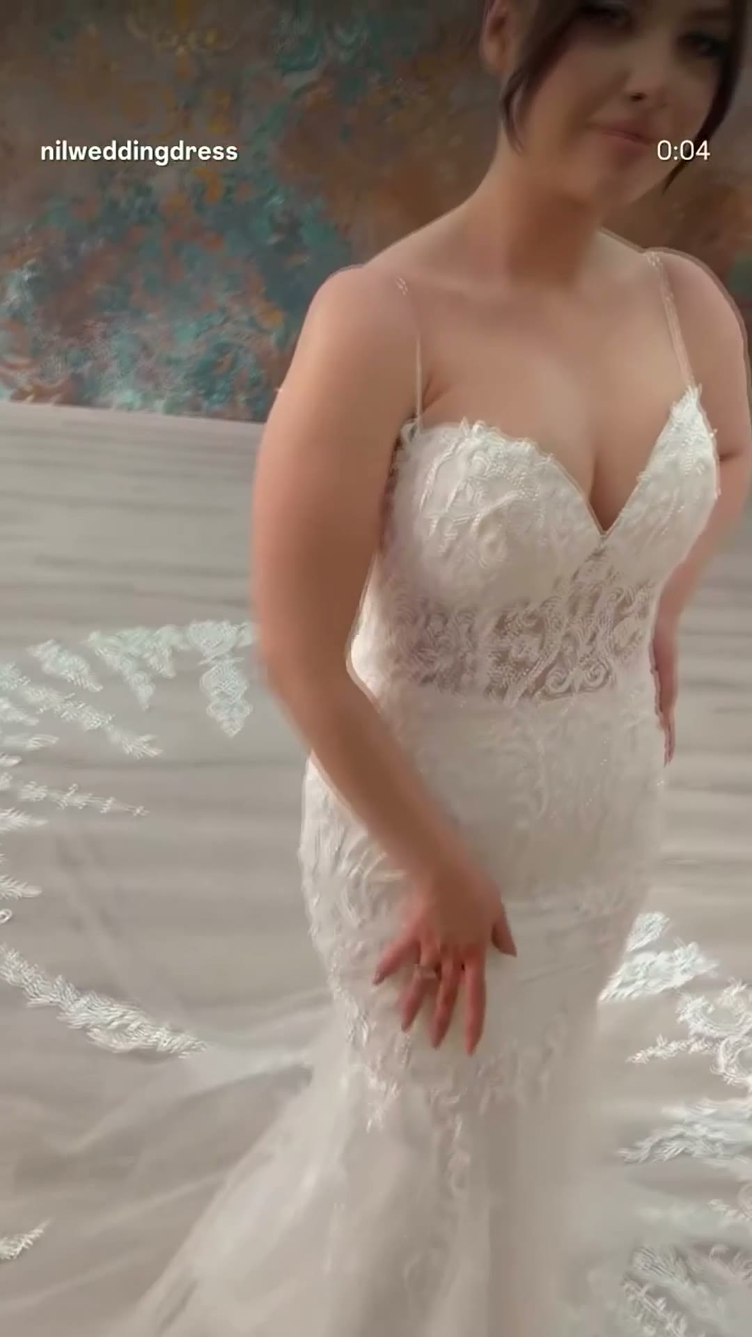 NIL 349 Ivory Mermaid Lace Applique Tulle Wedding Dress - Image 3