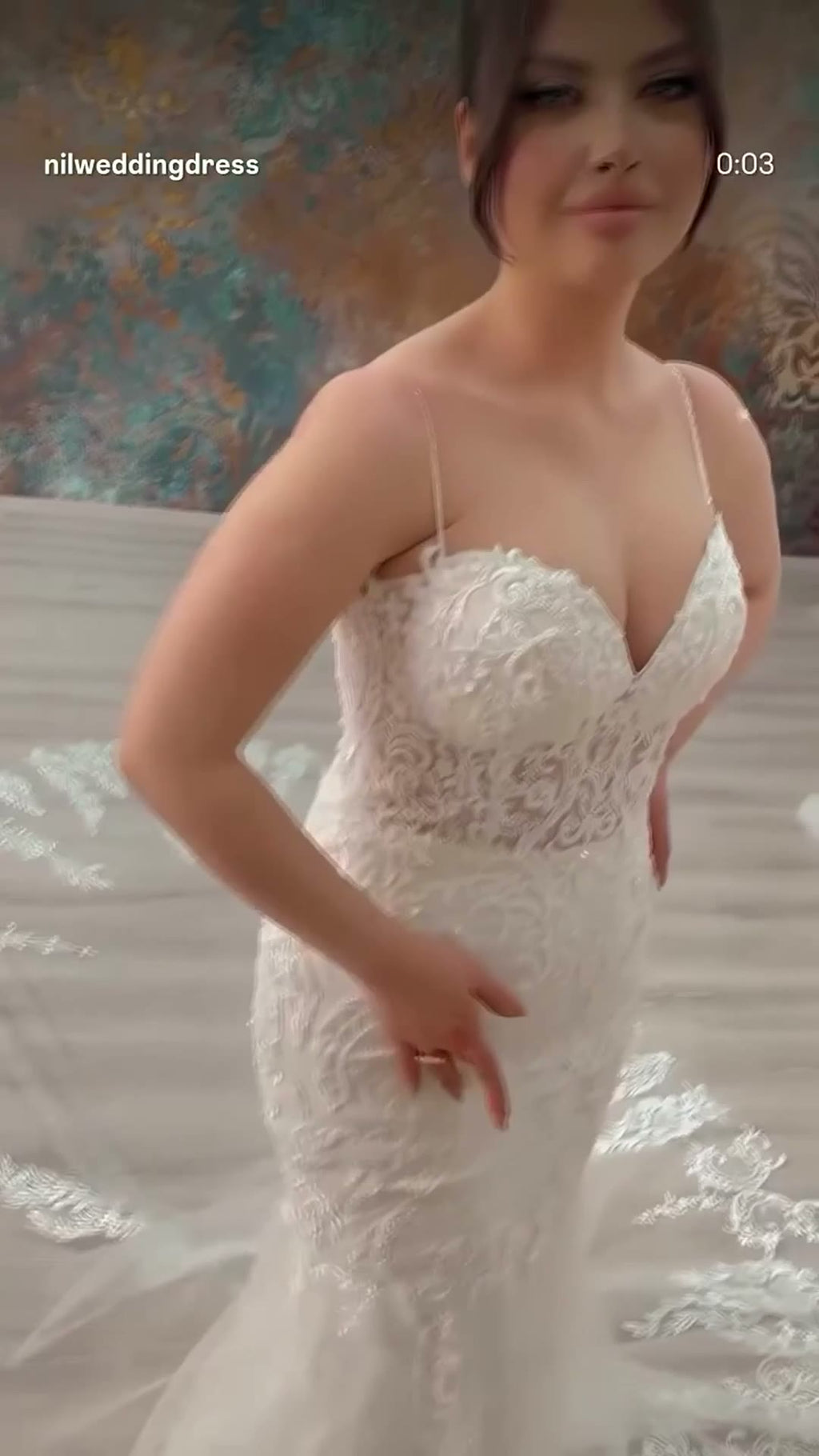 NIL 349 Ivory Mermaid Lace Applique Tulle Wedding Dress - Image 4