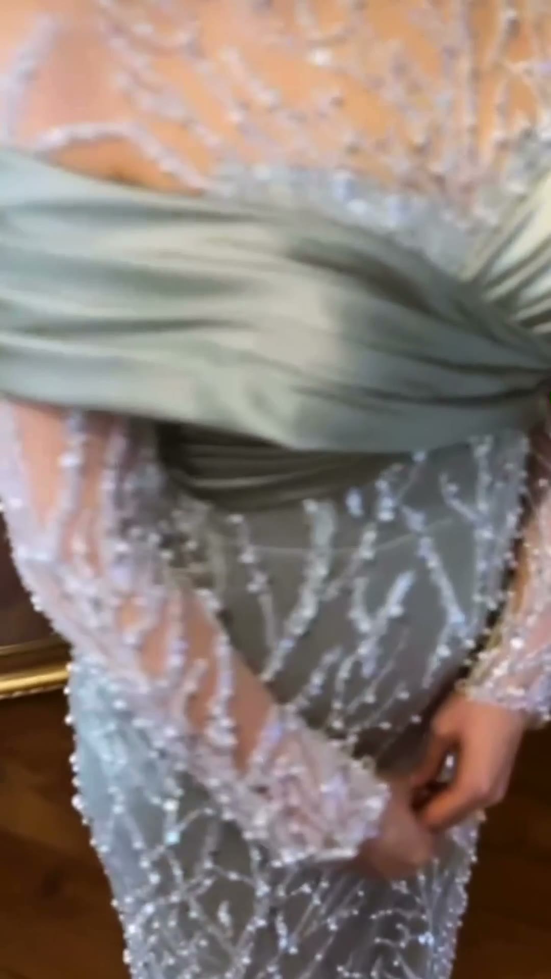 NIL 354 Silver Mermaid Pearl Beaded Tulle Engagement Dress - Image 2