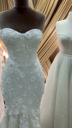 NIL 358 Ivory Mermaid Draped Satin Wedding Dress - Image 4