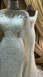 NIL 358 Ivory Mermaid Draped Satin Wedding Dress - Image 6