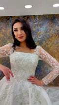 NIL 361 Ivory A-Line Floral Lace Tulle Wedding Dress - Image 1