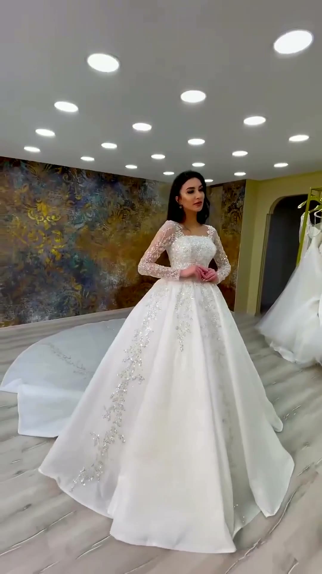 NIL 361 Ivory A-Line Floral Lace Tulle Wedding Dress - Image 5