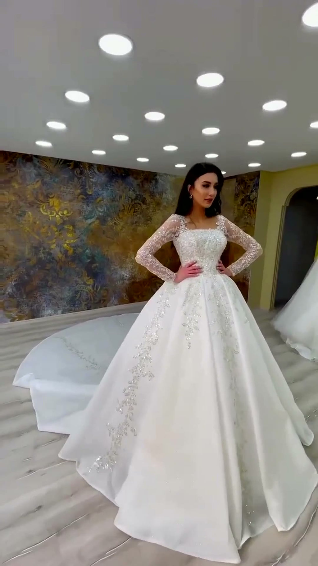 NIL 361 Ivory A-Line Floral Lace Tulle Wedding Dress - Image 6
