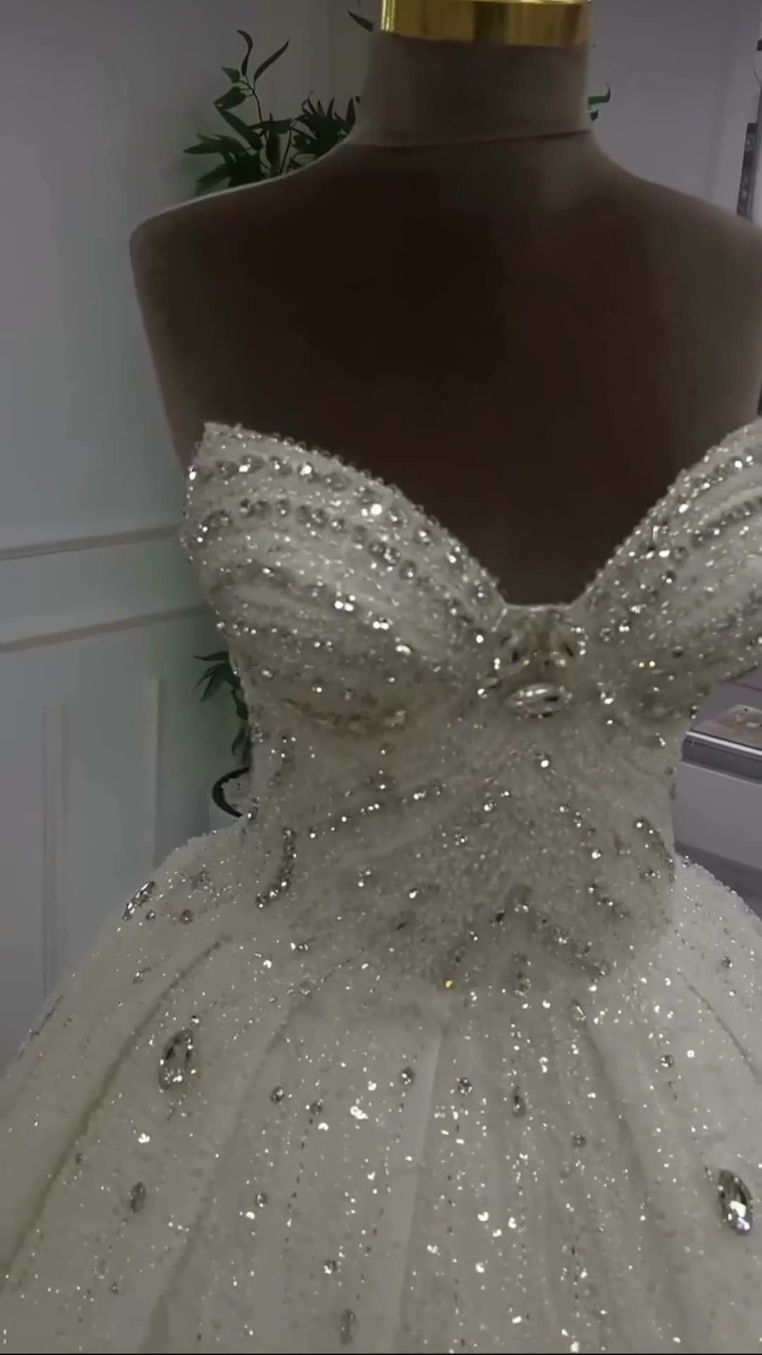 NIL 362 Ivory Ball Gown Crystal Beaded Tulle Wedding Dress - Image 1