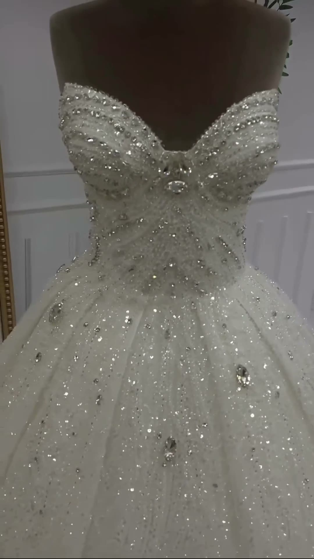 NIL 362 Ivory Ball Gown Crystal Beaded Tulle Wedding Dress - Image 6