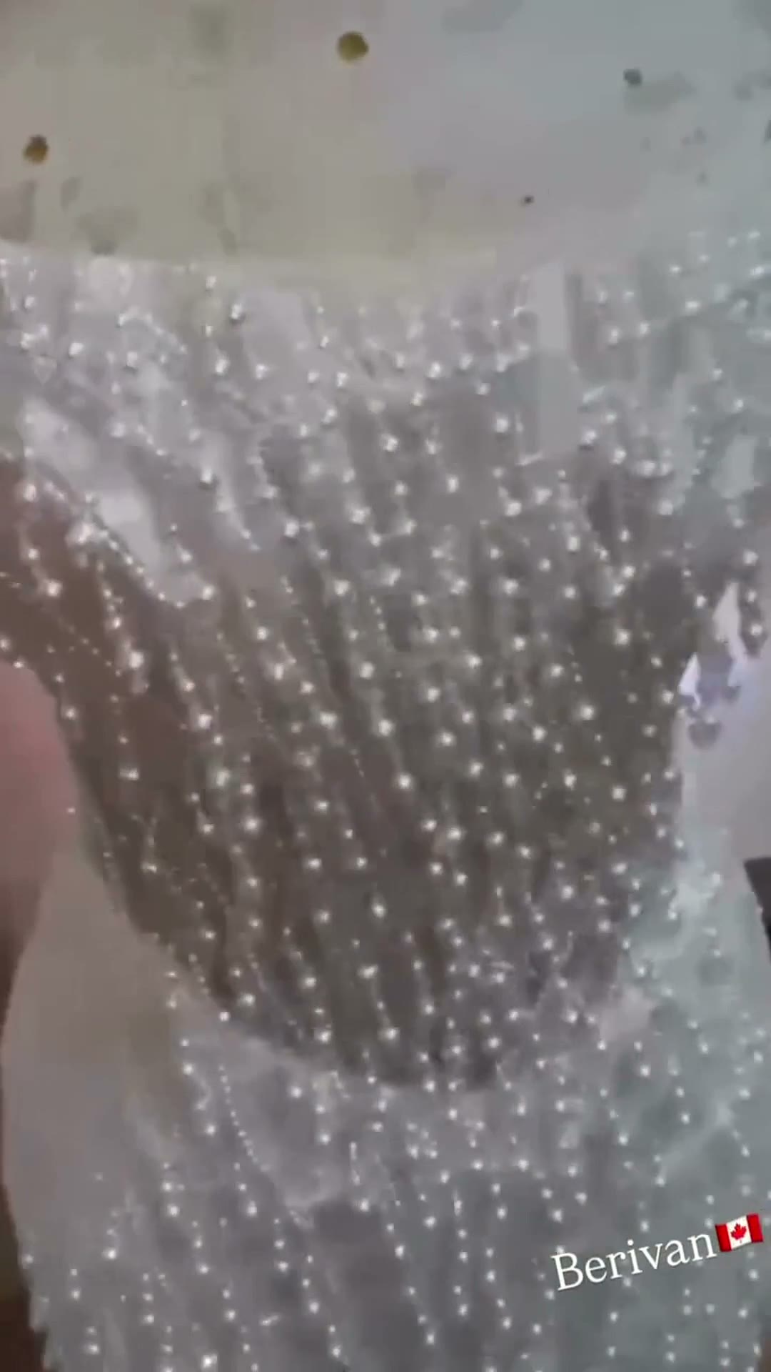 NIL 363 Ivory Mermaid Pearl Beaded Mesh Engagement Dress - Image 2
