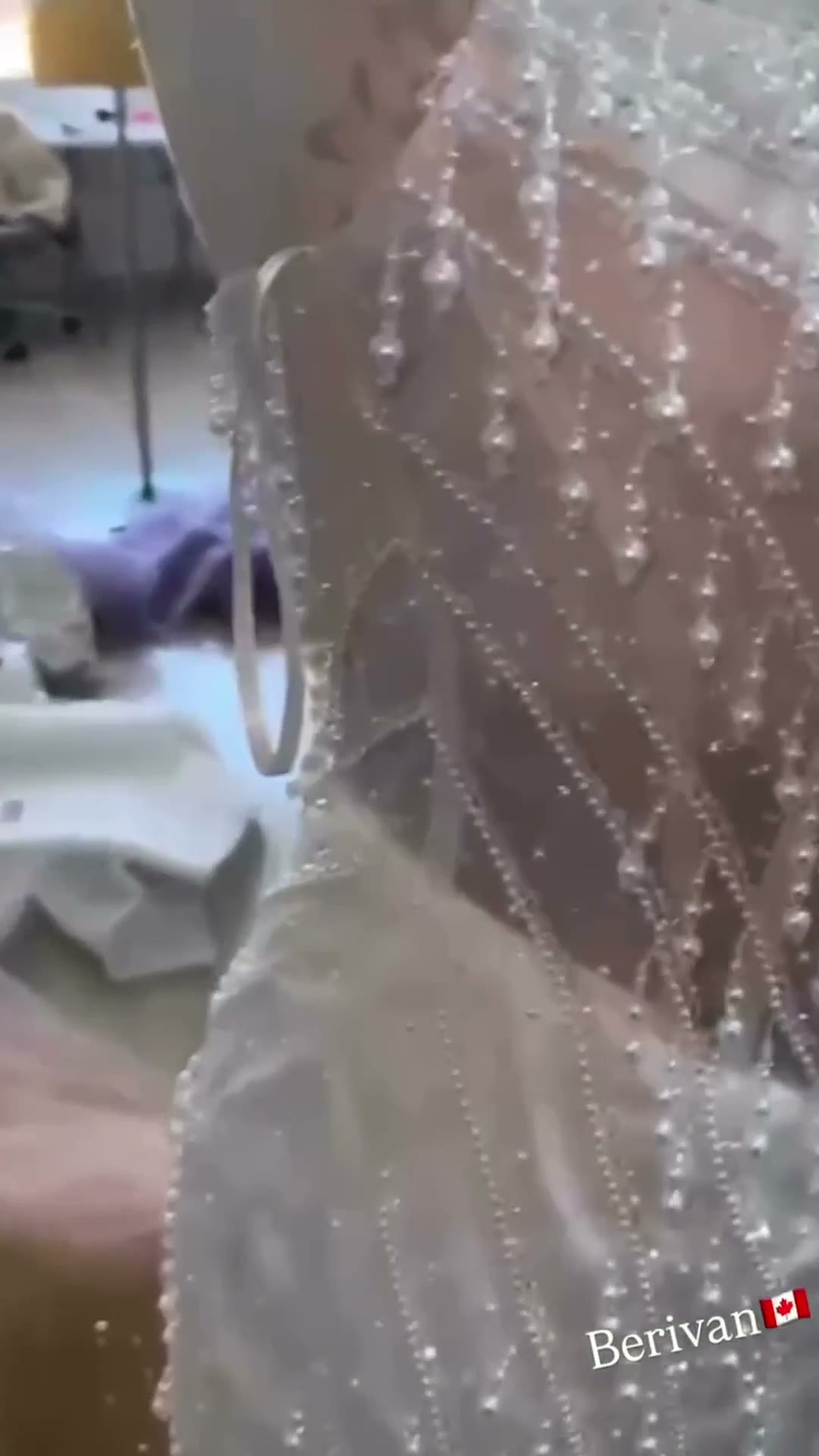 NIL 363 Ivory Mermaid Pearl Beaded Mesh Engagement Dress - Image 6