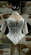 NIL 365 Silver Ball Gown Crystal Beaded Glitter Tulle Wedding Dress - Image 1