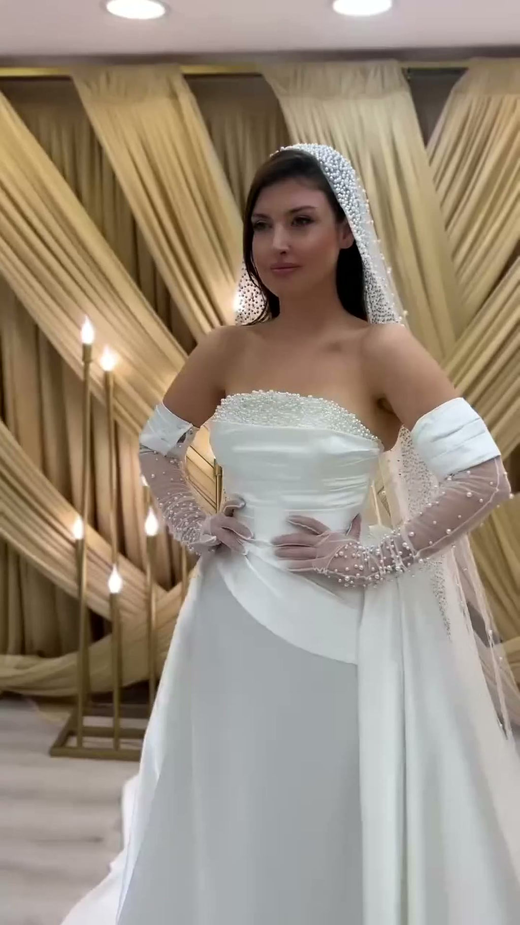 NIL 366 Ivory A-Line Minimalist Chiffon Wedding Dress - Image 1