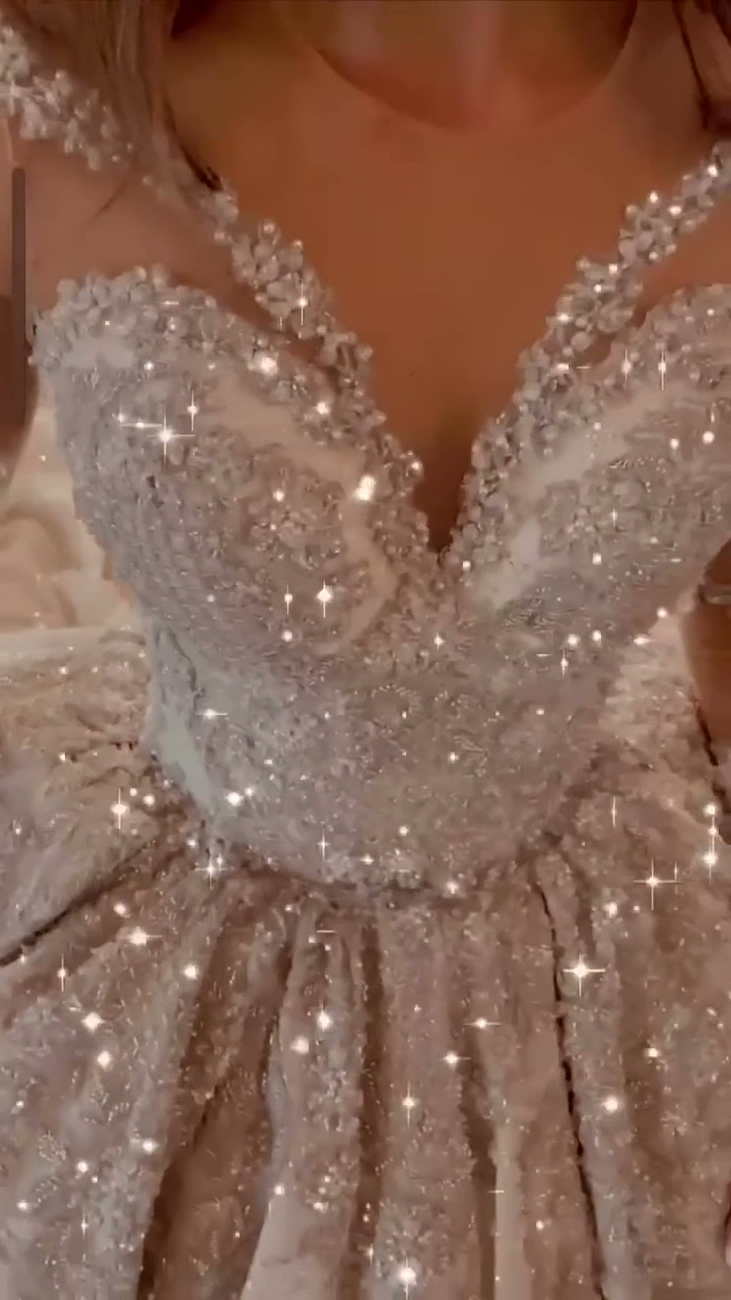 NIL 372 Ivory Ball Gown Crystal Beaded Tulle Wedding Dress - Image 2