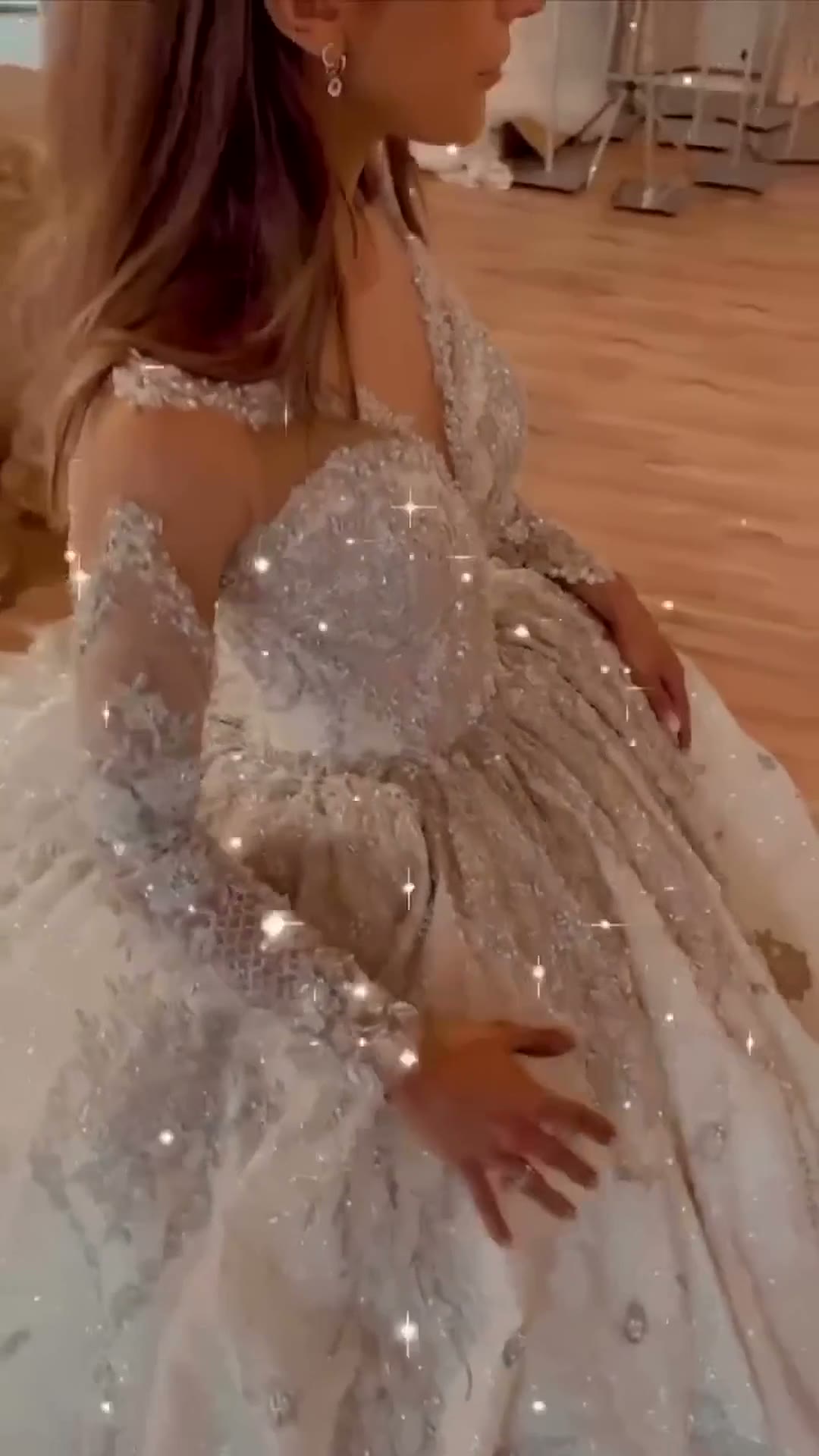 NIL 372 Ivory Ball Gown Crystal Beaded Tulle Wedding Dress - Image 6