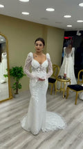 NIL 373 Ivory Mermaid Lace Applique Tulle Wedding Dress - Image 1
