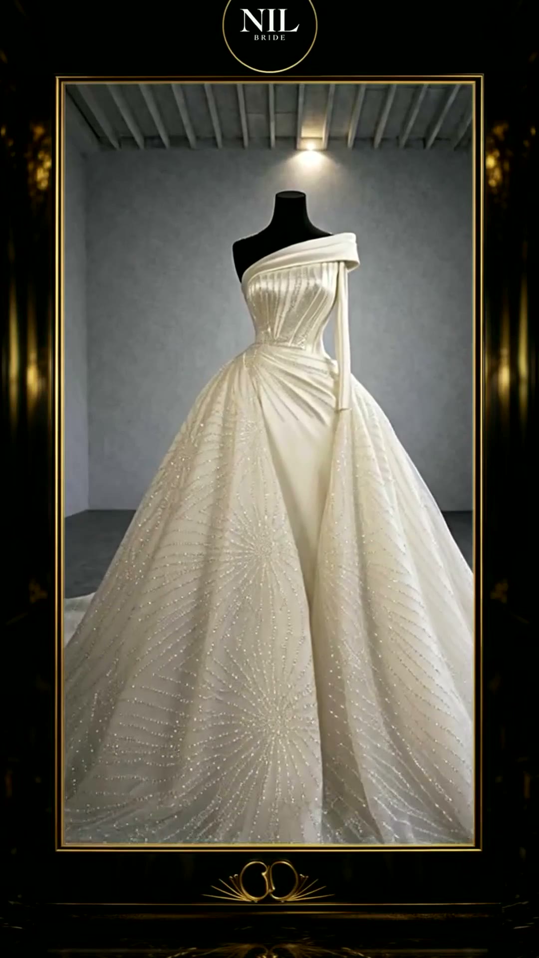 NIL 378 Ivory Ball Gown Floral Lace Tulle Wedding Dress - Image 1