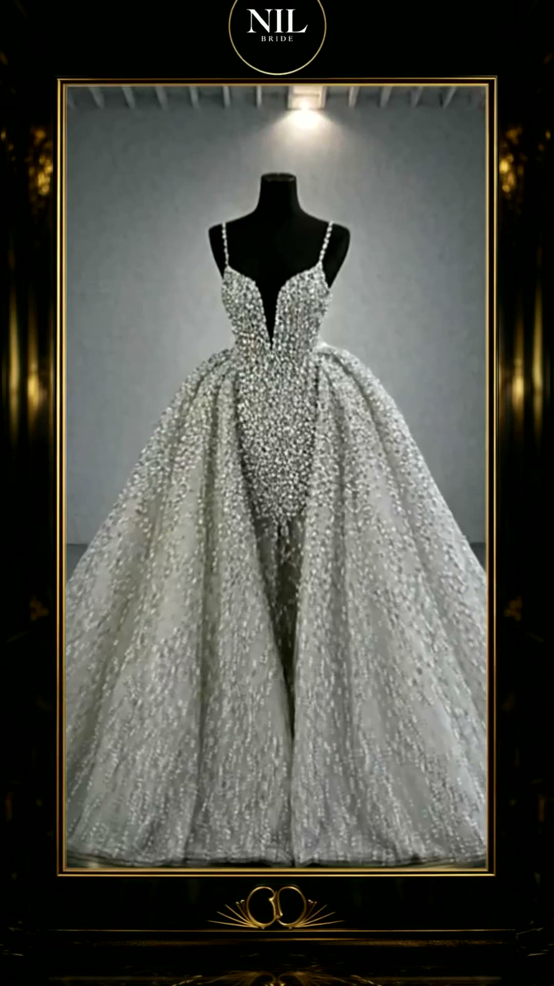 NIL 378 Ivory Ball Gown Floral Lace Tulle Wedding Dress - Image 3