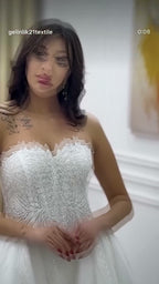 NIL 382 Ivory Mermaid Lace Applique Tulle Wedding Dress - Image 2
