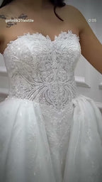 NIL 382 Ivory Mermaid Lace Applique Tulle Wedding Dress - Image 3