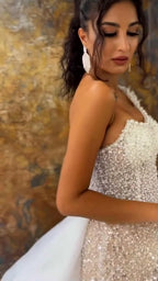 NIL 384 Ivory Ball Gown Beaded Tulle Wedding Dress - Image 1