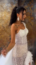 NIL 384 Ivory Ball Gown Beaded Tulle Wedding Dress - Image 3