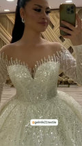 NIL 388 Ivory Ball Gown Crystal Beaded Tulle Wedding Dress - Image 1