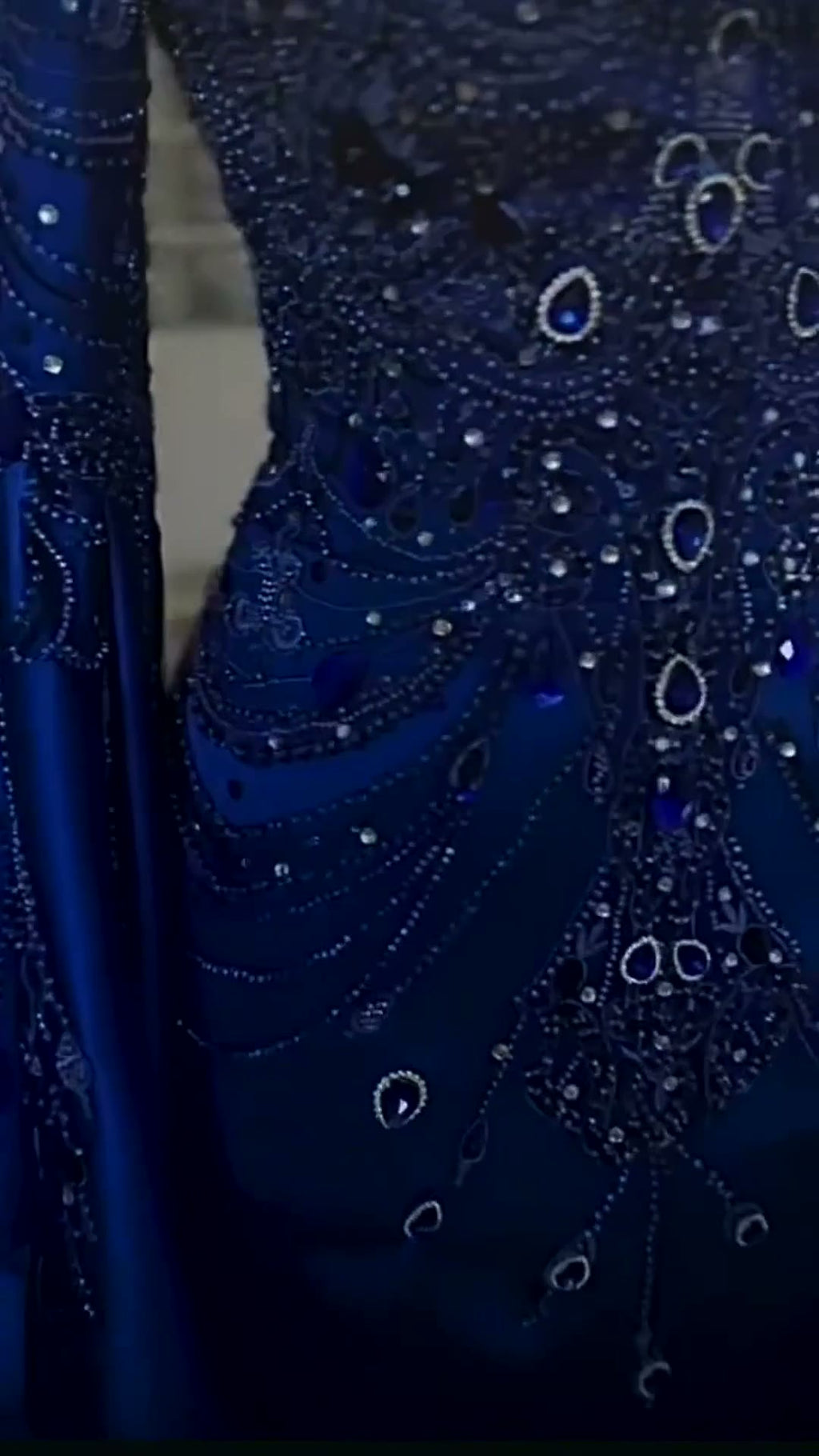 NIL 392 Royal Blue Mermaid Beaded Lace Engagement Dress - Image 5